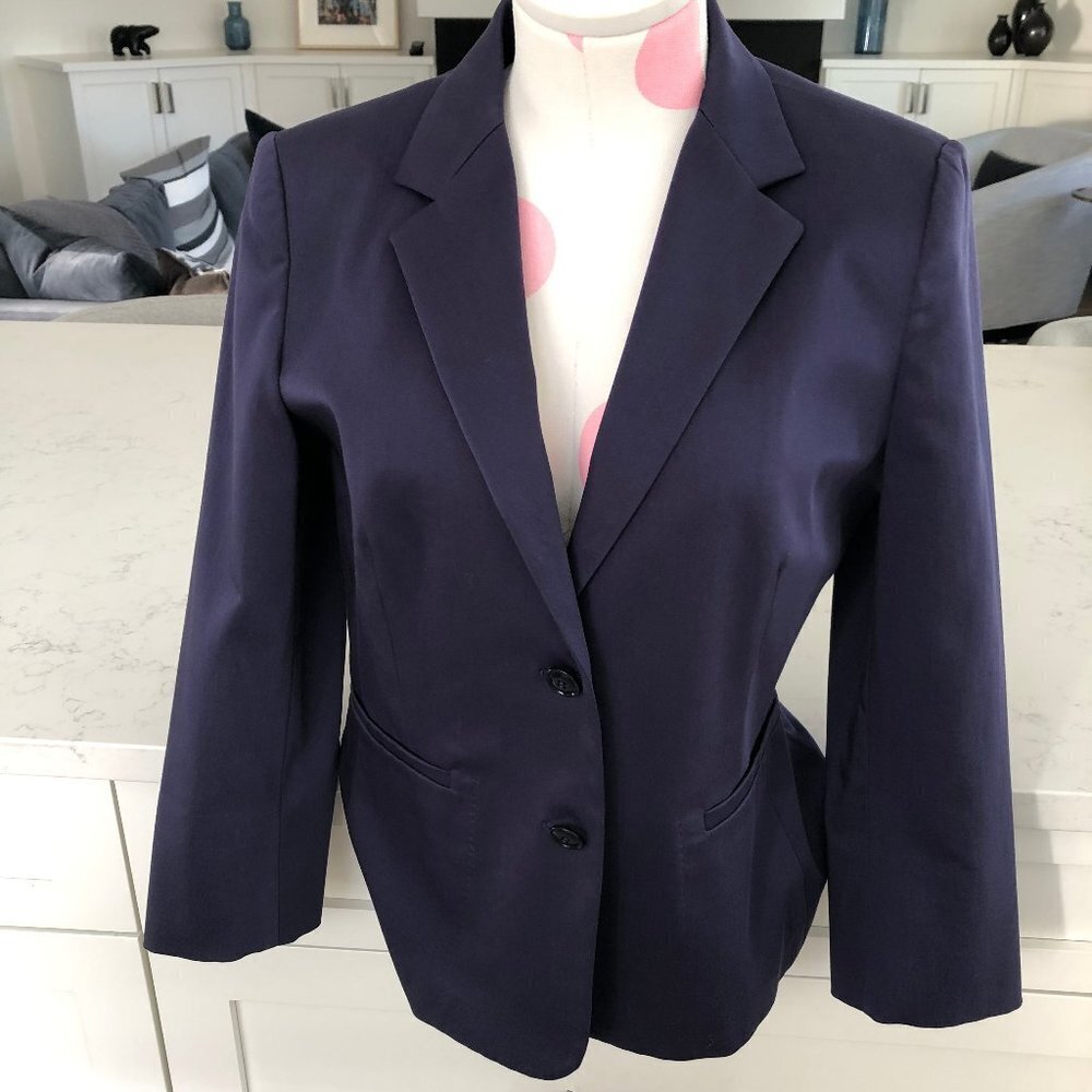 MaxMara Designer Classic 2 Button Cotton Blend 3/4 Slv Jacket Purple Sz 8 NWOT